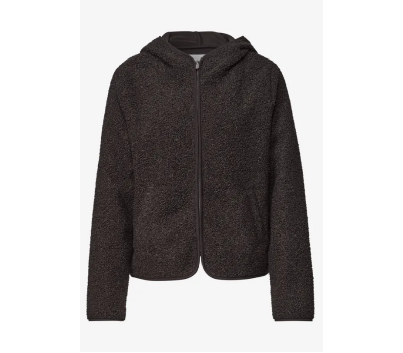 Street One Teddy Jacket with Hoody Black Coffee