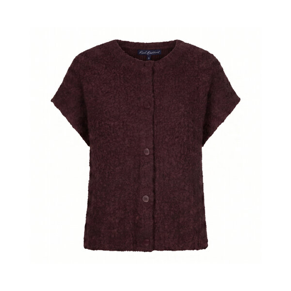 Red Button Sleeveless Knit Boucle 