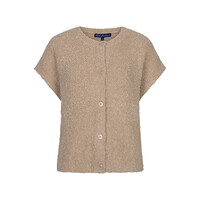 Red Button Sleeveless Knit Boucle Latte