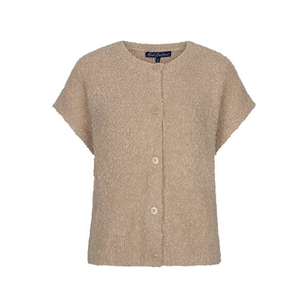 Red Button Sleeveless Knit Boucle 