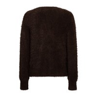 Red Button Cardigan Fuzzy Espresso