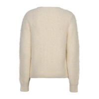 Red Button Cardigan Fuzzy Cream