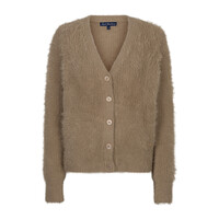 Red Button Cardigan Fuzzy Latte