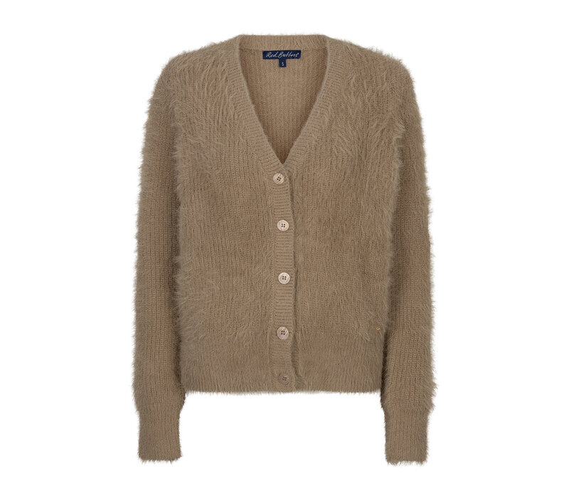 Red Button Cardigan Fuzzy Latte