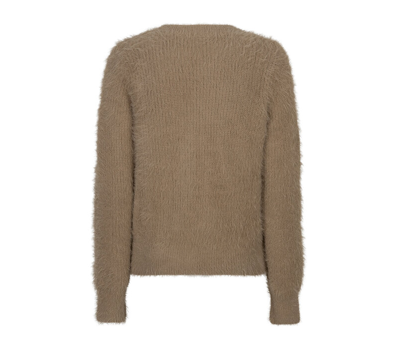Red Button Cardigan Fuzzy Latte