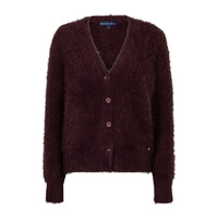 Red Button Cardigan Fuzzy Burgundy