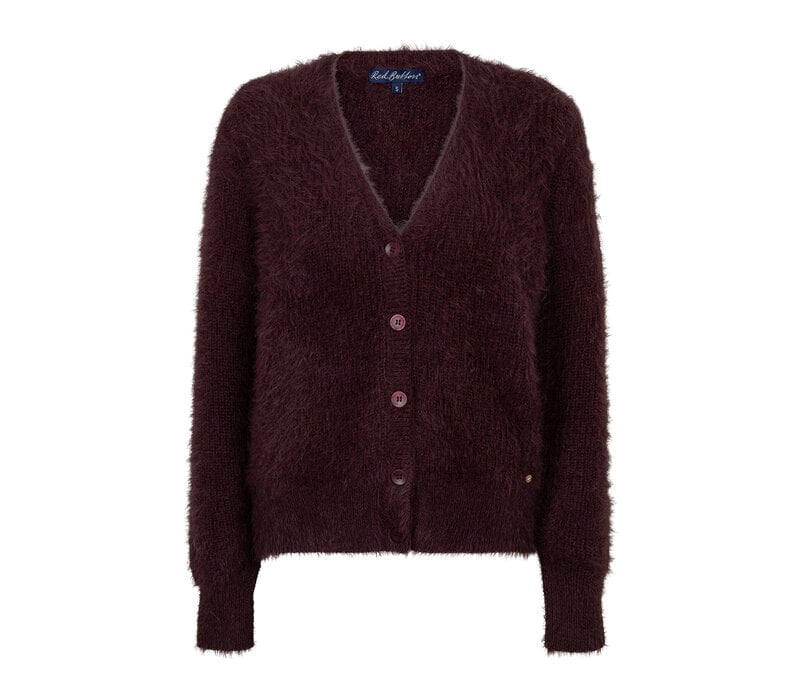 Red Button Cardigan Fuzzy Burgundy
