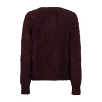 Red Button Cardigan Fuzzy Burgundy