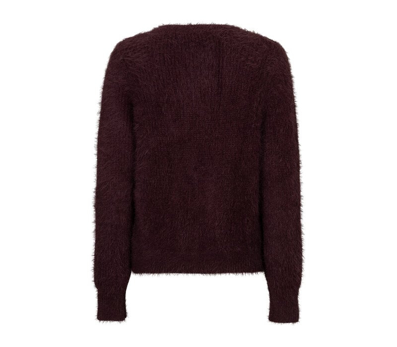 Red Button Cardigan Fuzzy Burgundy
