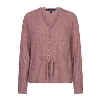 Red Button Cardigan Ajour Sparkle Mauve