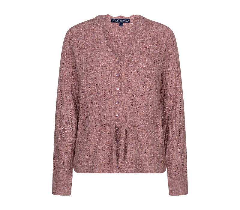 Red Button Cardigan Ajour Sparkle Mauve