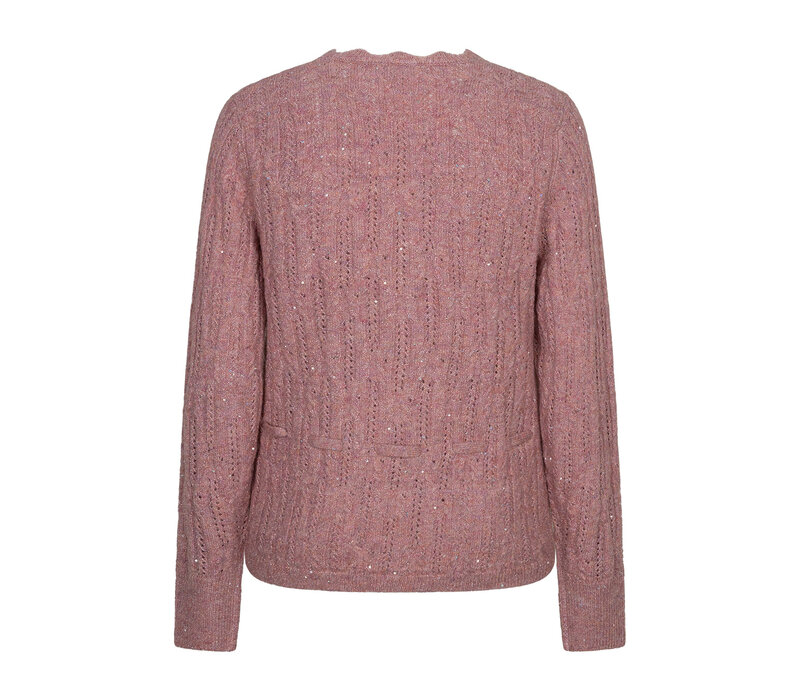 Red Button Cardigan Ajour Sparkle Mauve