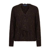 Red Button Cardigan Ajour Sparkle Espresso