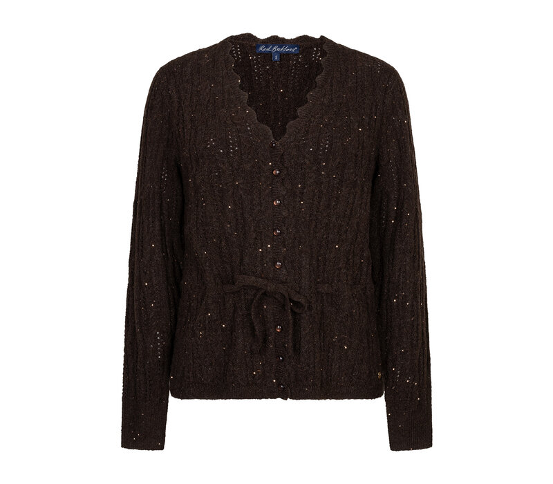 Red Button Cardigan Ajour Sparkle Espresso