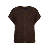 Red Button Sleeveless Knit Boucle Espresso