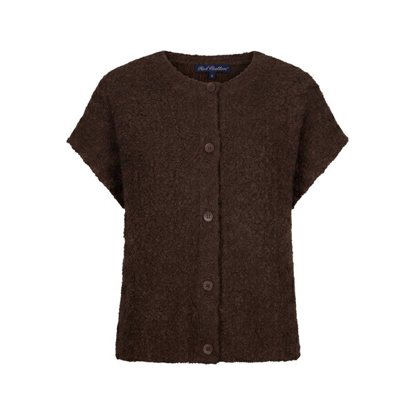 Red Button Sleeveless Knit Boucle 