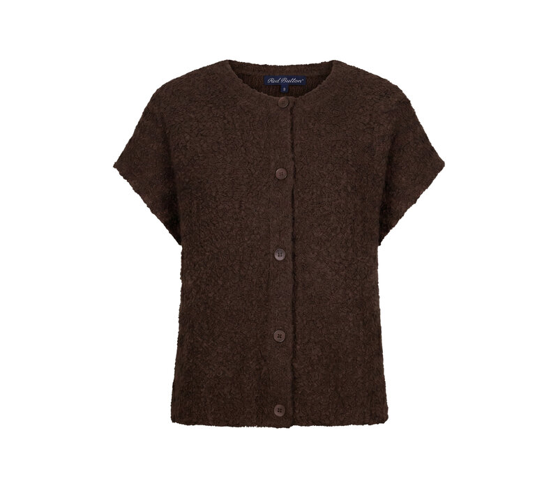 Red Button Sleeveless Knit Boucle Espresso