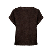 Red Button Sleeveless Knit Boucle Espresso