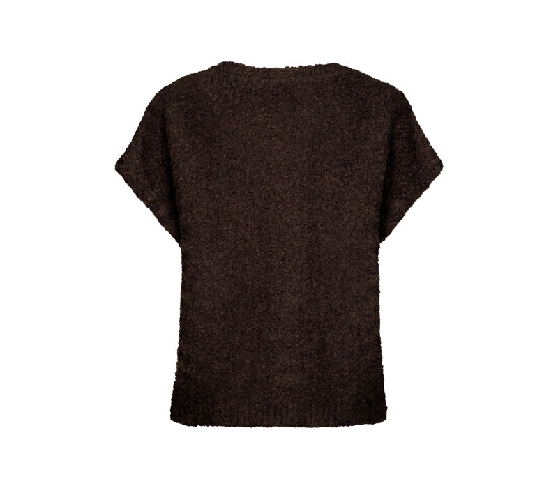 Red Button Sleeveless Knit Boucle Espresso