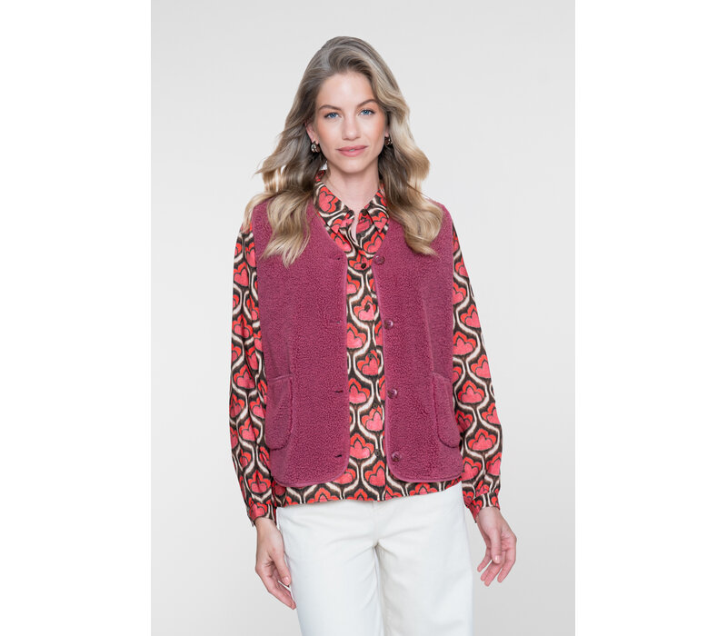 Geisha Gilet Teddy with Buttons Rosebud