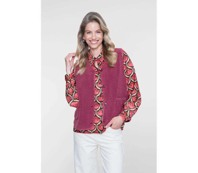 Geisha Gilet Teddy with Buttons Rosebud