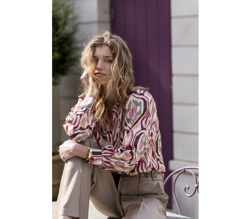 Geisha Blouse Sand Burgundy