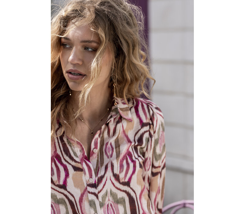 Geisha Blouse Sand Burgundy