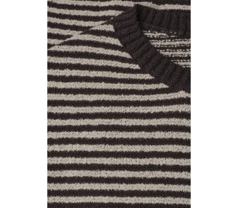 Street One Sleeveless Sweater Stripes Black Coffee