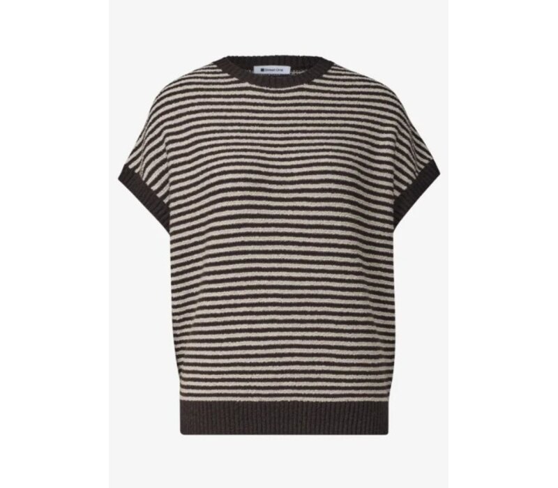 Street One Sleeveless Sweater Stripes Black Coffee