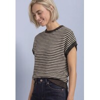 Street One Sleeveless Sweater Stripes Black Coffee