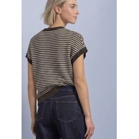 Street One Sleeveless Sweater Stripes Black Coffee