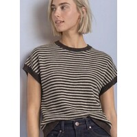 Street One Sleeveless Sweater Stripes Black Coffee