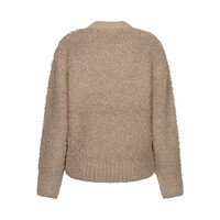 Red Button Bomber Knit Boucle Latte