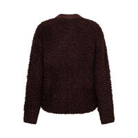 Red Button Bomber Knit Boucle Burgundy
