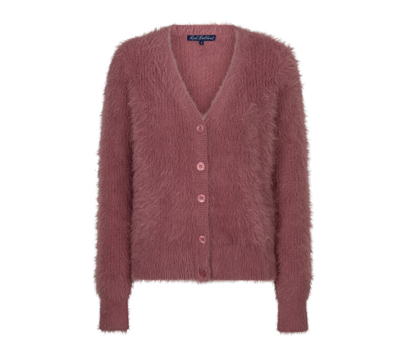 Red Button Cardigan Fuzzy Mauve