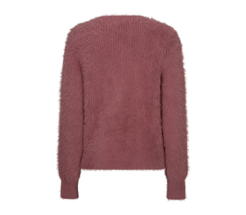 Red Button Cardigan Fuzzy Mauve