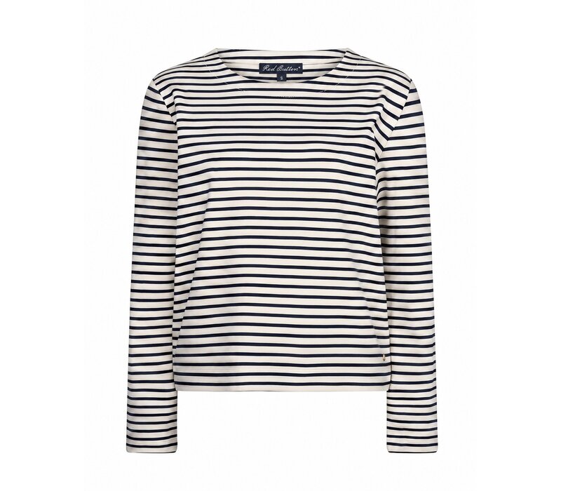 Red Button Terry Stripe Creme Navy