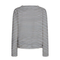 Red Button Terry Stripe Creme Navy