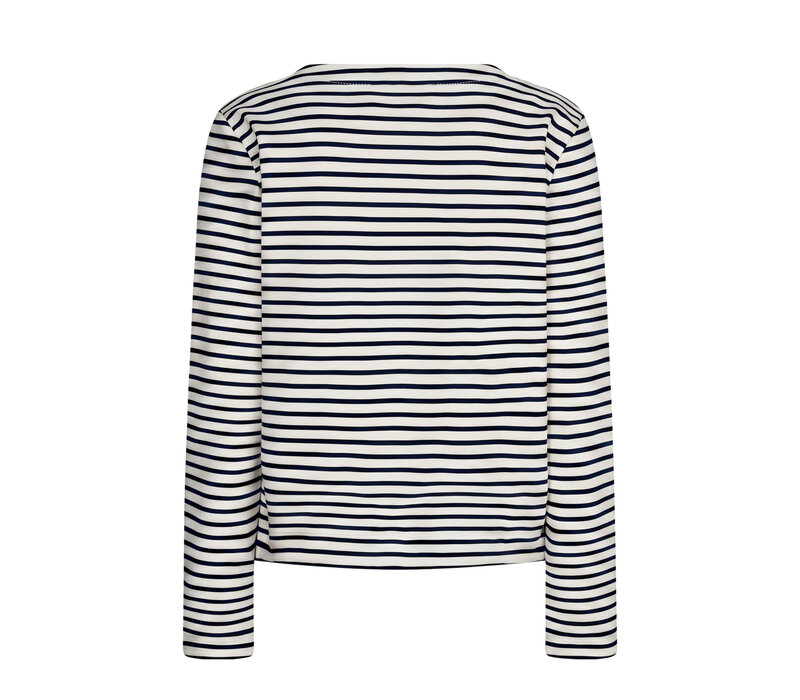 Red Button Terry Stripe Creme Navy