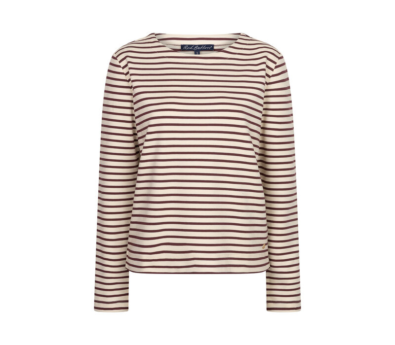 Red Button Terry Stripe Creme Darkberry