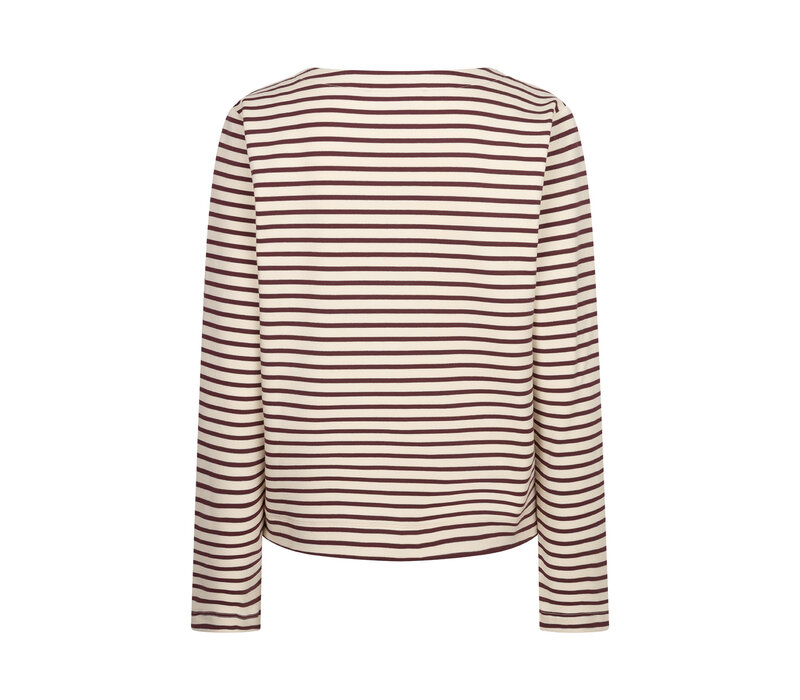 Red Button Terry Stripe Creme Darkberry