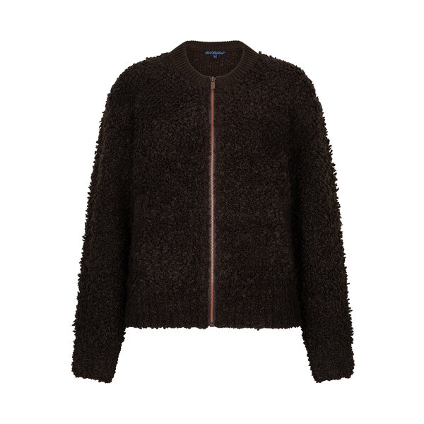 Red Button Bomber Knit Boucle 