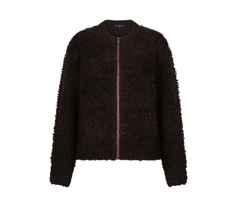 Red Button Bomber Knit Boucle Espresso
