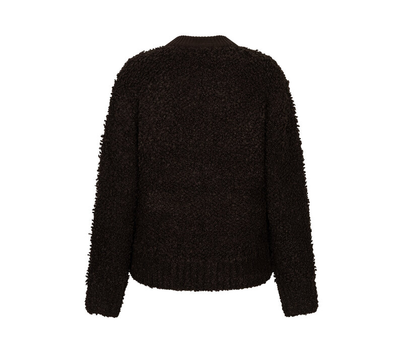 Red Button Bomber Knit Boucle Espresso