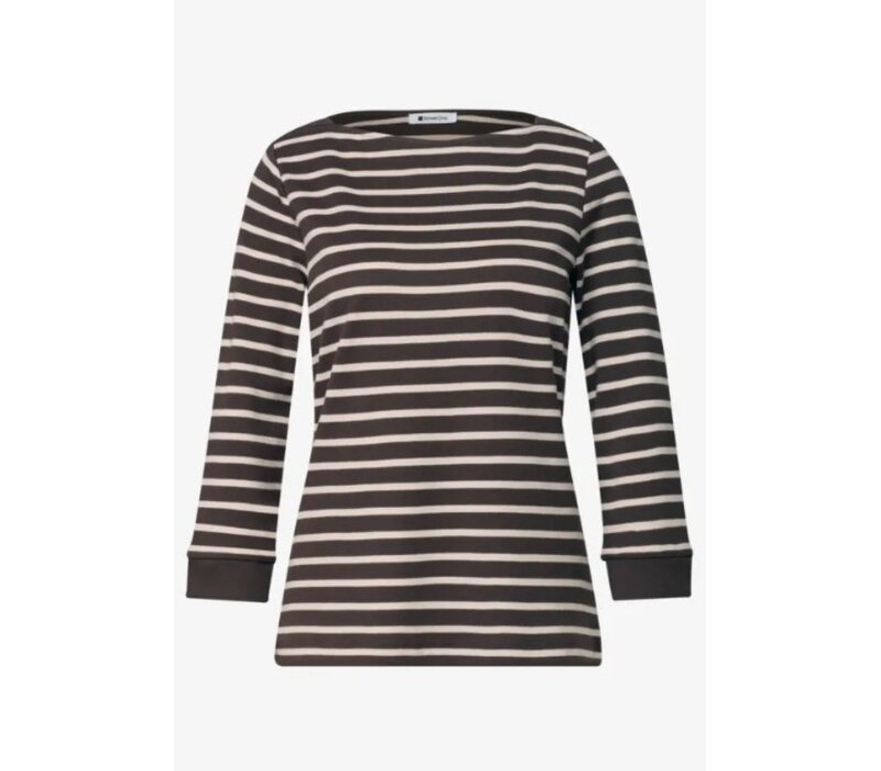 Street One Basic U-Boat Shirt Black Coffee