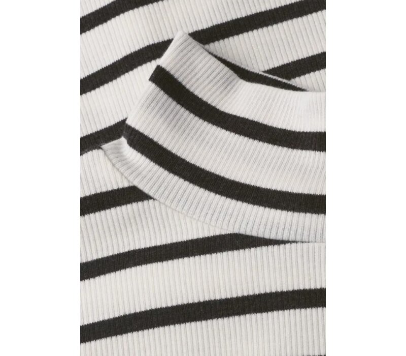 Street One Rib Turtle Neck Shirt Black Coffee Melange