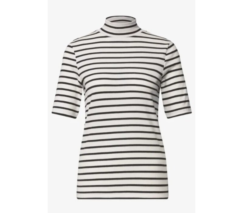 Street One Rib Turtle Neck Shirt Black Coffee Melange