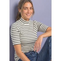 Street One Rib Turtle Neck Shirt Black Coffee Melange