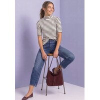 Street One Rib Turtle Neck Shirt Black Coffee Melange