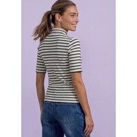 Street One Rib Turtle Neck Shirt Black Coffee Melange